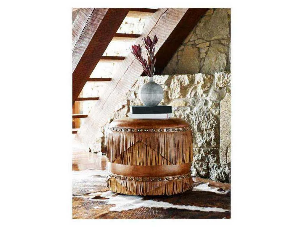 Hancock and Moore 039  Margo Leather Fringed Ottoman