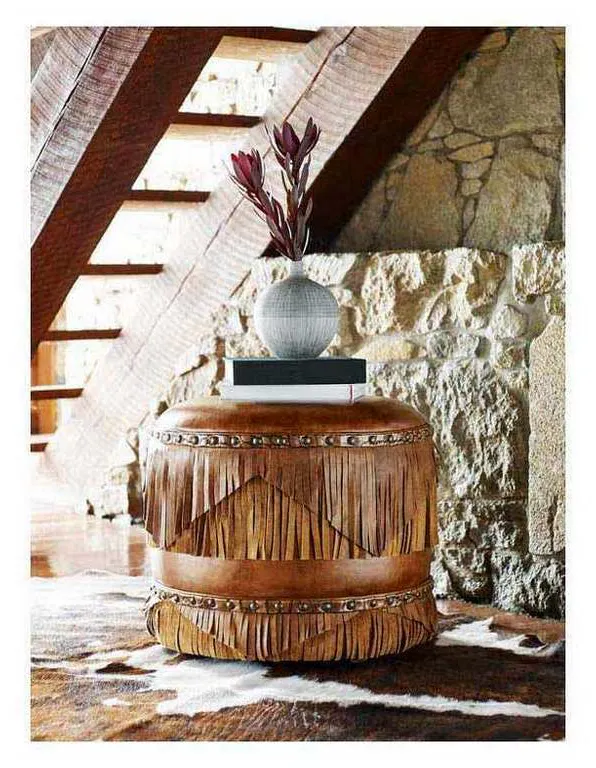 Hancock and Moore 039 Margo Leather Fringed Ottoman Hancock and Moore 039 Margo Leather Fringed Ottoman