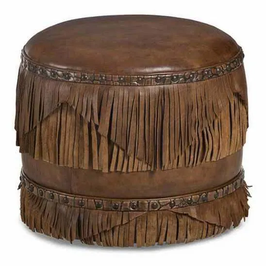 Hancock and Moore 039 Margo Leather Fringed Ottoman Hancock and Moore 039 Margo Leather Fringed Ottoman