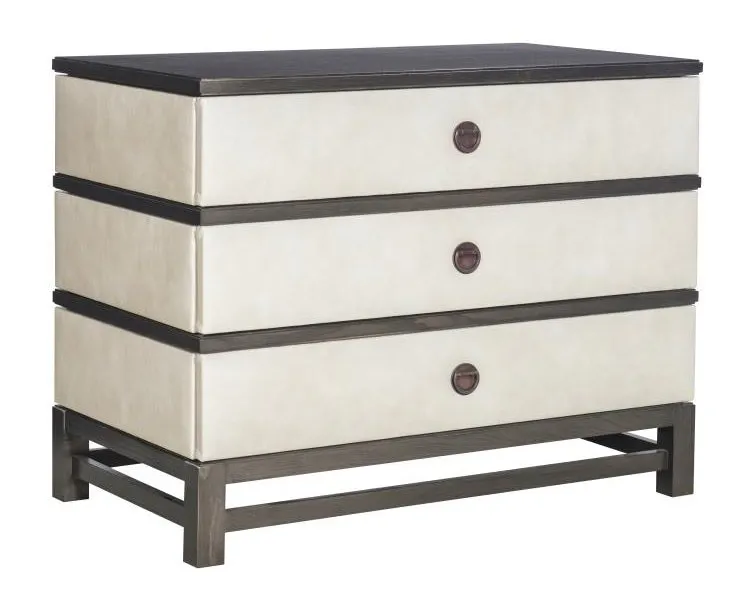 Hickory Chair HC9573-70 Remy Three Drawer Upholstered Chest