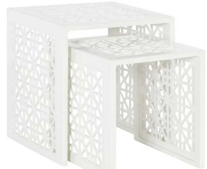 Hickory Chair HCD8985-W-STK Haret Nesting End Table Cloud White Hickory Chair HCD8985-W-STK Haret Nesting End Table Cloud White