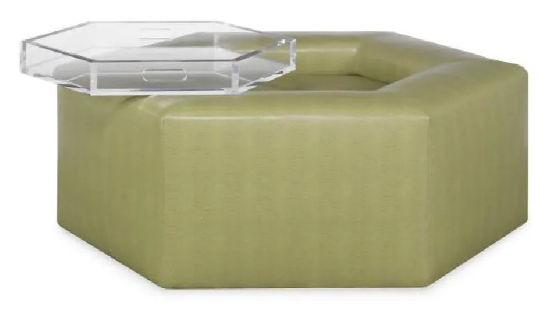 Highland House 1670-46 Menil Cocktail Ottoman with Acrylic Tray Highland House 1670-46 Menil Cocktail Ottoman with Acrylic Tray