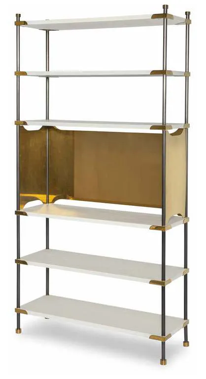 Highland House HH19-508-AC Benson Etagere with Alabaster Cerused Finish Highland House HH19-508-AC Benson Etagere with Alabaster Cerused Finish