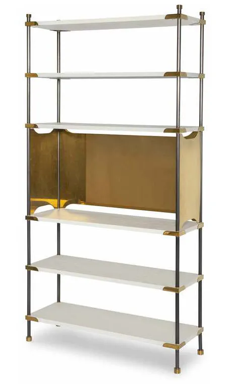 Highland House HH19-508-AC Benson Etagere with Alabaster Cerused Finish Highland House HH19-508-AC Benson Etagere with Alabaster Cerused Finish