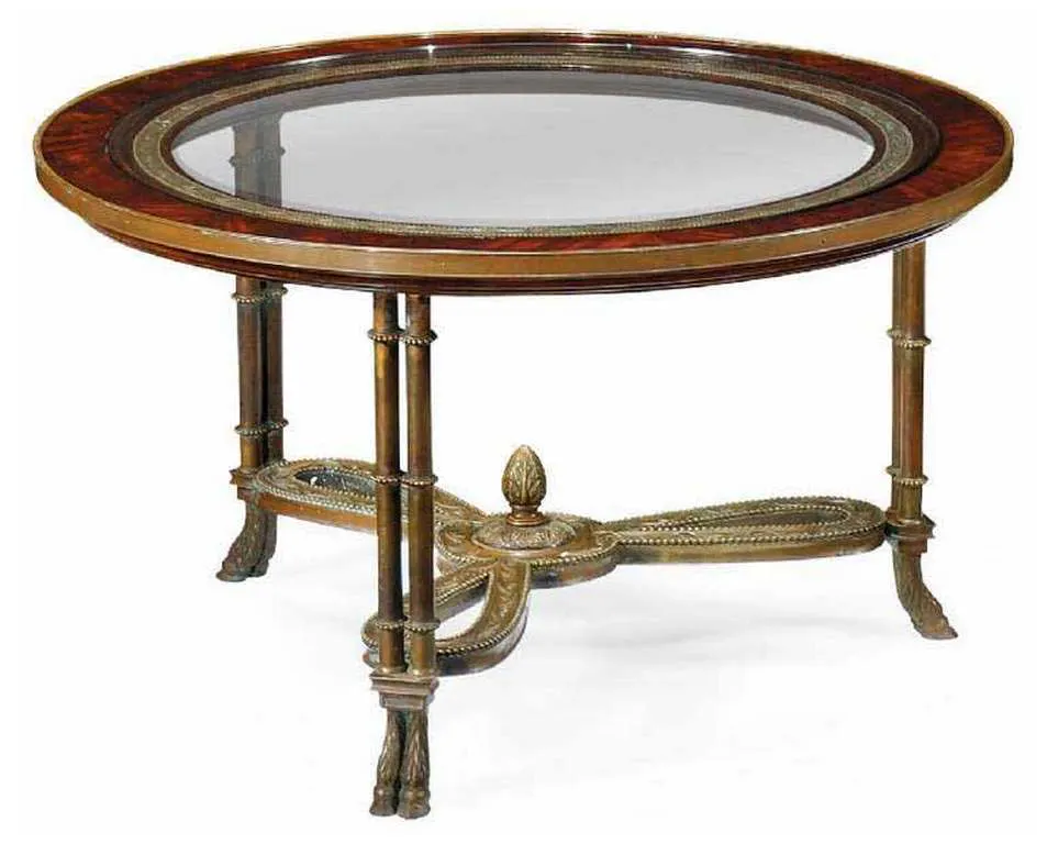 Jonathan Charles 492649-MAH JC Traditional Napoleon III coffee table brass base Jonathan Charles 492649-MAH JC Traditional Napoleon III coffee table brass base