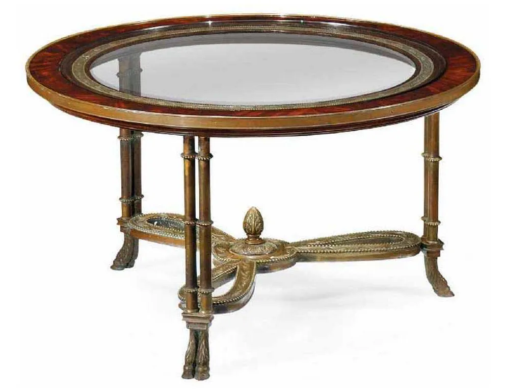 Jonathan Charles 492649-MAH JC Traditional Napoleon III coffee table brass base Jonathan Charles 492649-MAH JC Traditional Napoleon III coffee table brass base