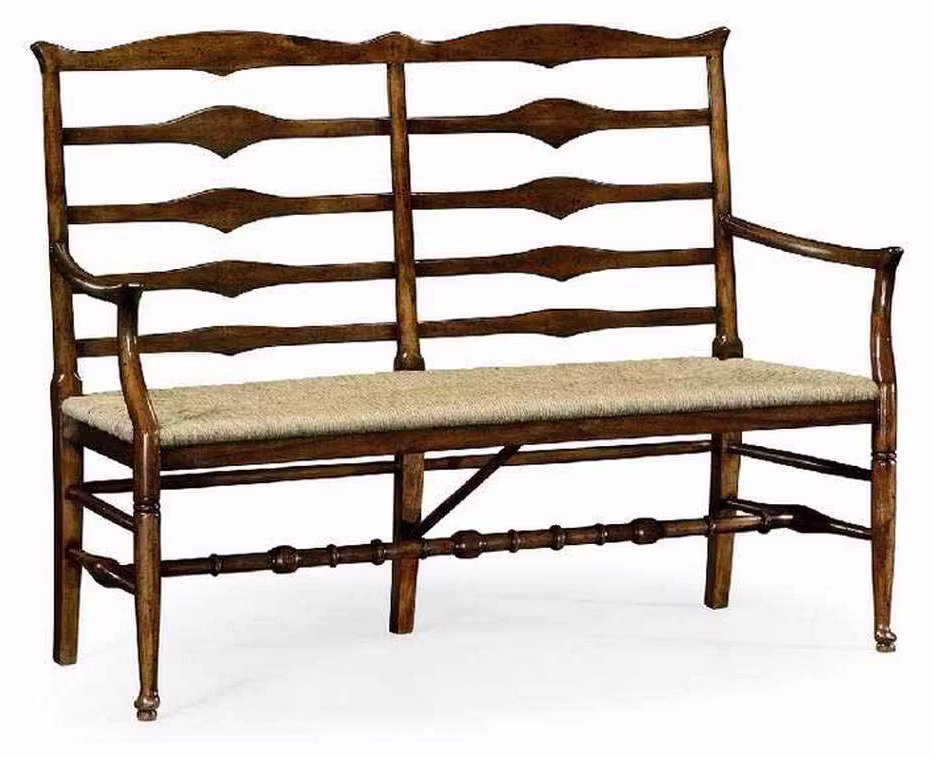 Jonathan Charles 492803-WAL Casual Ladderback Bench Jonathan Charles 492803-WAL Casual Ladderback Bench