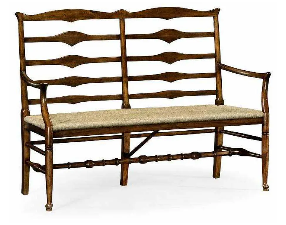 Jonathan Charles 492803-WAL Casual Ladderback Bench Jonathan Charles 492803-WAL Casual Ladderback Bench