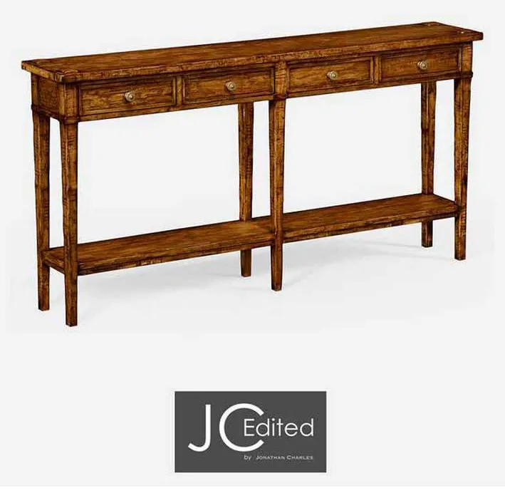 Jonathan Charles 491083-CFW Country Walnut Four Drawer Console Jonathan Charles 491083-CFW Country Walnut Four Drawer Console