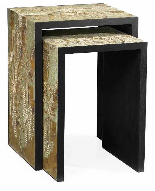 Jonathan Charles 500218-BAE-ENO Fusion Chinoiserie Nesting Tables Jonathan Charles 500218-BAE-ENO Fusion Chinoiserie Nesting Tables