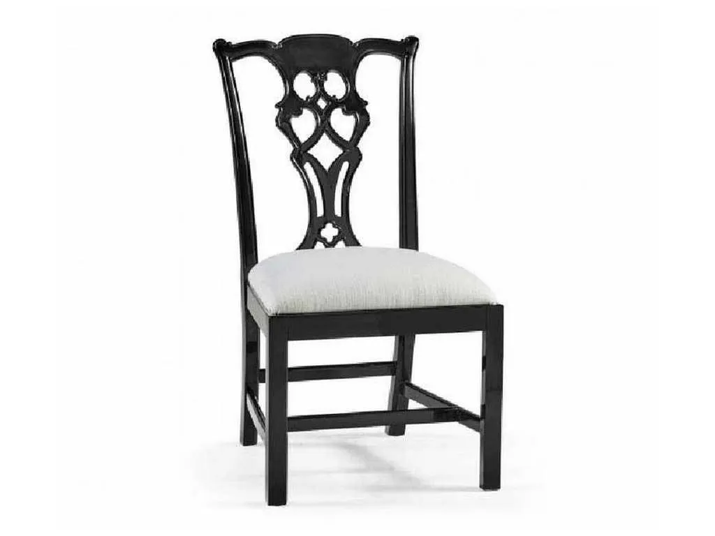 Jonathan Charles 493330-SC-BLA-F053 Spark Chippendale Black Side Chair