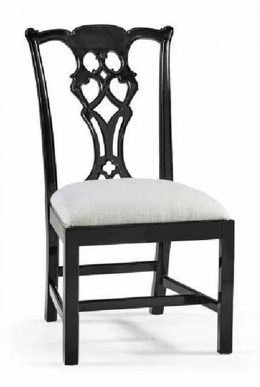 Jonathan Charles 493330-SC-BLA-F053 Spark Chippendale Black Side Chair Jonathan Charles 493330-SC-BLA-F053 Spark Chippendale Black Side Chair