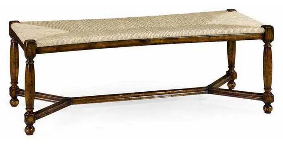 Jonathan Charles 492759-WAL Two Seat Stool with Rushed Seat Jonathan Charles 492759-WAL Two Seat Stool with Rushed Seat