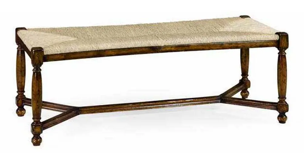 Jonathan Charles 492759-WAL Two Seat Stool with Rushed Seat Jonathan Charles 492759-WAL Two Seat Stool with Rushed Seat