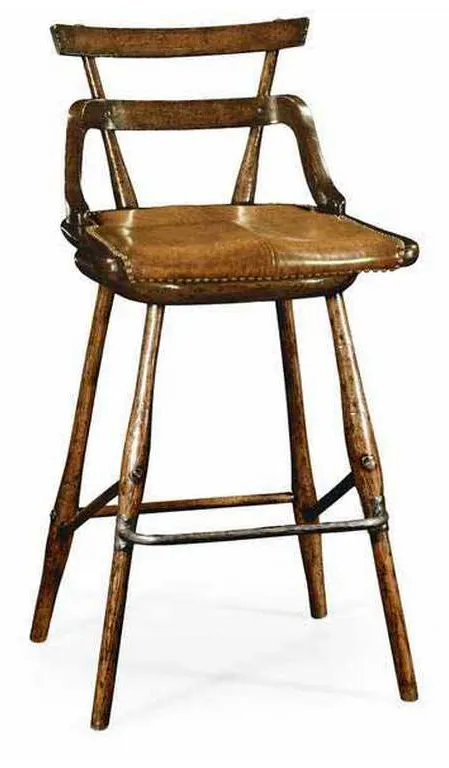 Jonathan Charles 494315-SC-TDO Dark Oak Side Bar Stool with a Studded Dark Antique Leather Seat Jonathan Charles 494315-SC-TDO Dark Oak Side Bar Stool with a Studded Dark Antique Leather Seat