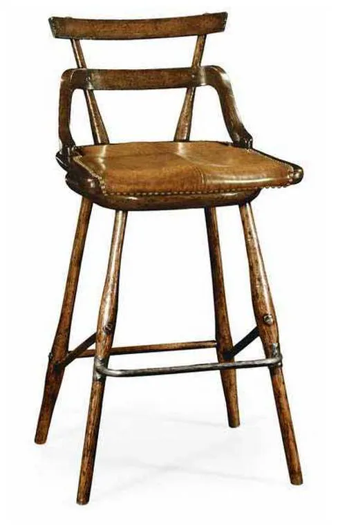 Jonathan Charles 494315-SC-TDO Dark Oak Side Bar Stool with a Studded Dark Antique Leather Seat Jonathan Charles 494315-SC-TDO Dark Oak Side Bar Stool with a Studded Dark Antique Leather Seat