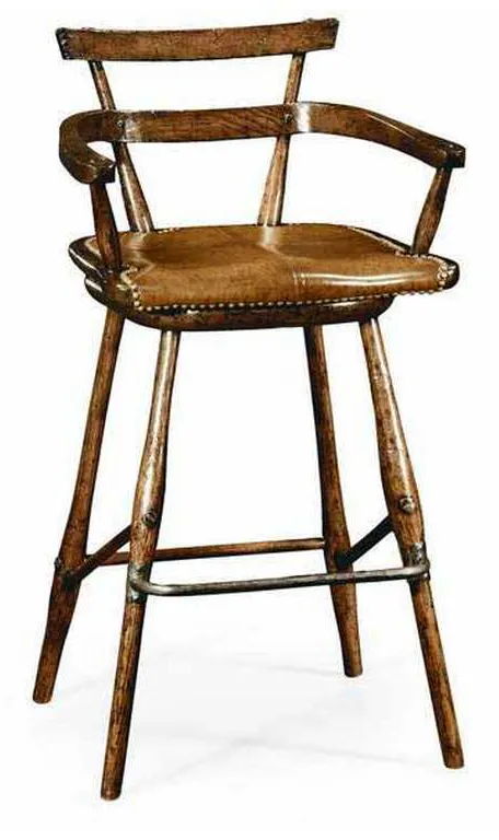 Jonathan Charles 494315-AC-TDO JC Traditional Oak barstool with studded leather seat Arm Jonathan Charles 494315-AC-TDO JC Traditional Oak barstool with studded leather seat Arm