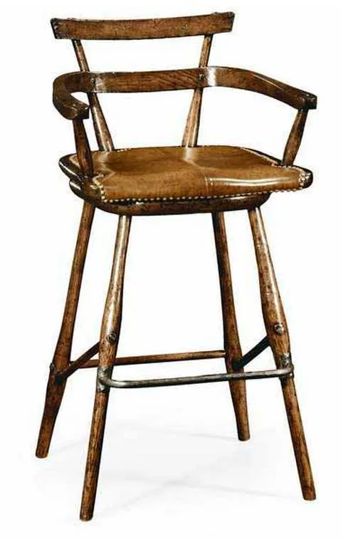 Jonathan Charles 494315-AC-TDO JC Traditional Oak barstool with studded leather seat Arm Jonathan Charles 494315-AC-TDO JC Traditional Oak barstool with studded leather seat Arm