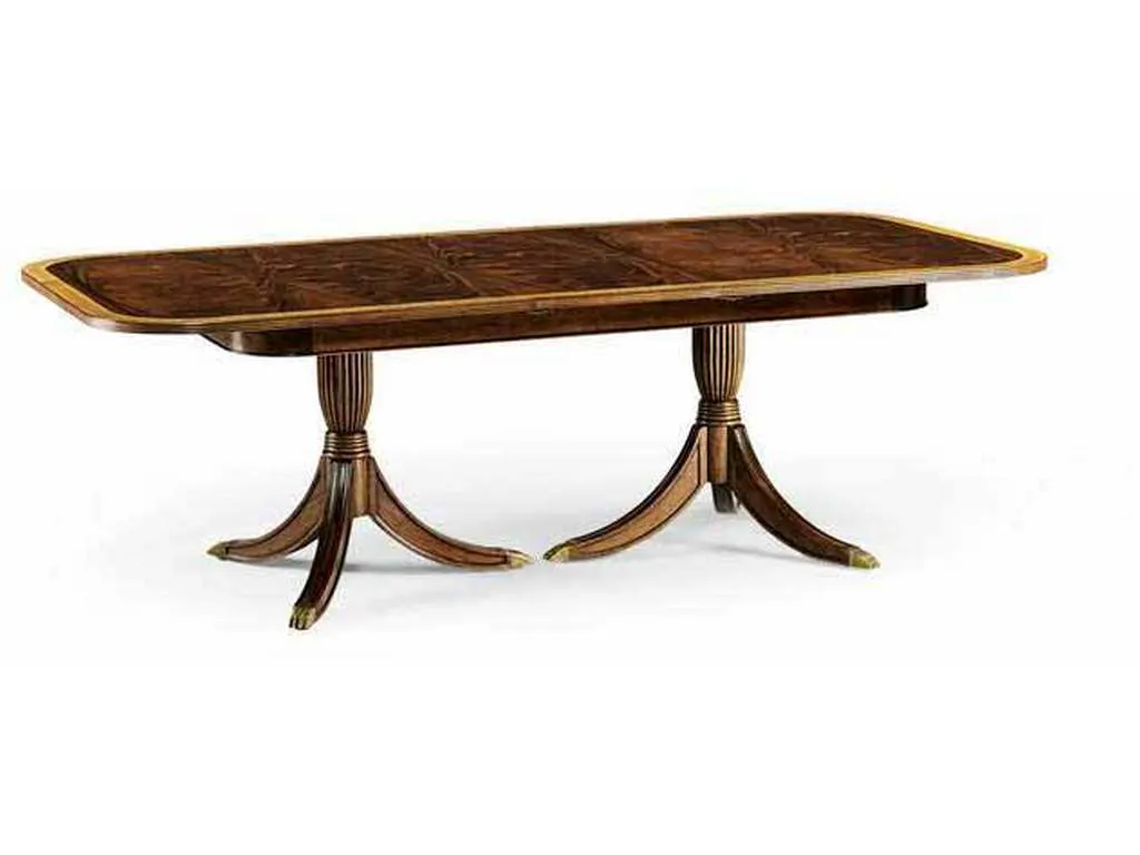 Jonathan Charles 492266-75L-MAH JC Traditional Regency crotch mahogany single leaf extending dining table