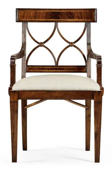 Jonathan Charles 494347-AC-MAH-F200 Regency Mahogany Curved Back Arm Chair Jonathan Charles 494347-AC-MAH-F200 Regency Mahogany Curved Back Arm Chair