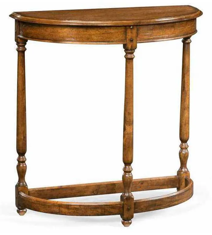 Jonathan Charles 491162-CFW Country Walnut Demilune Console Table Jonathan Charles 491162-CFW Country Walnut Demilune Console Table