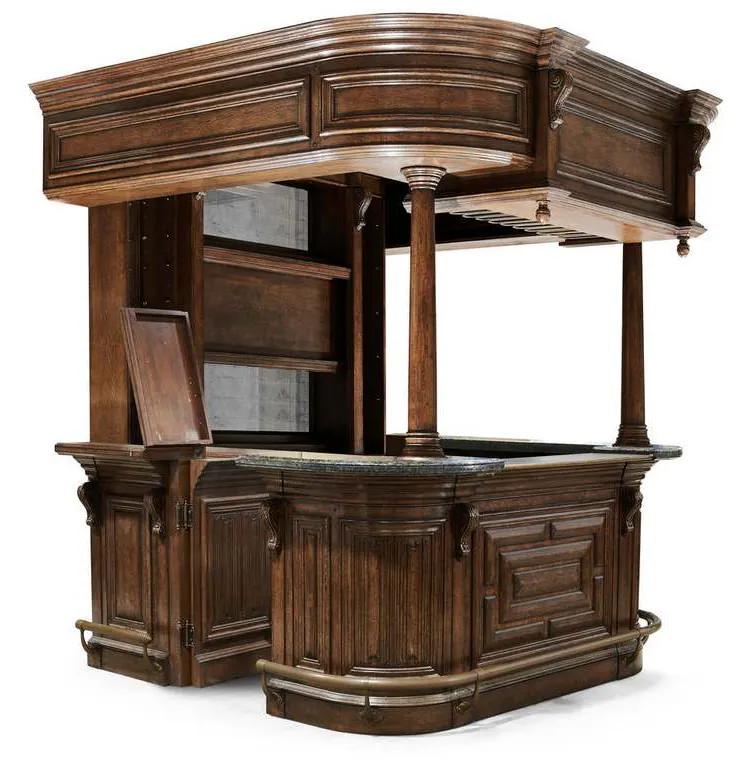 Jonathan Charles 494564-SET-TDO Complete Linenfold Dark Oak Home Bar Jonathan Charles 494564-SET-TDO Complete Linenfold Dark Oak Home Bar