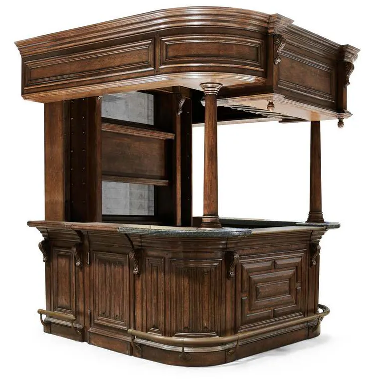 Jonathan Charles 494564-SET-TDO Complete Linenfold Dark Oak Home Bar Jonathan Charles 494564-SET-TDO Complete Linenfold Dark Oak Home Bar