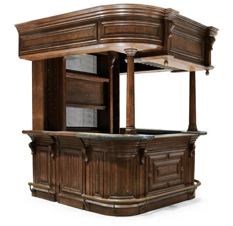 Jonathan Charles 494564-SET-TDO Complete Linenfold Dark Oak Home Bar Jonathan Charles 494564-SET-TDO Complete Linenfold Dark Oak Home Bar
