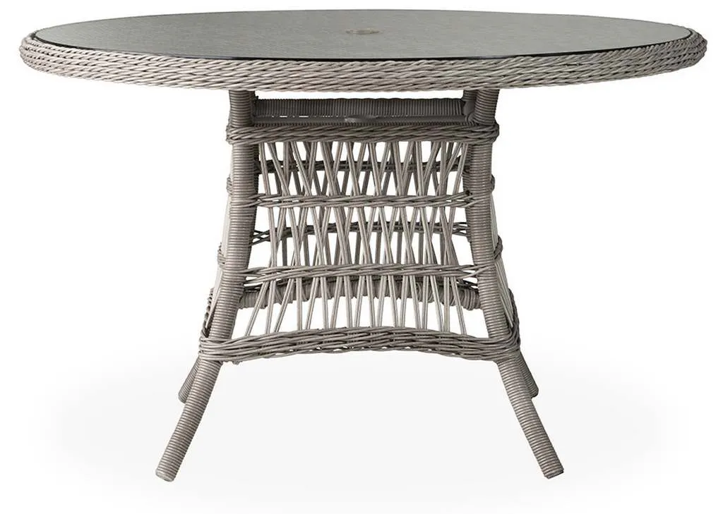 Lloyd Flanders 273248 Mackinac 48 Inch Round Umbrella Dining Table with Woven Top Lloyd Flanders 273248 Mackinac 48 Inch Round Umbrella Dining Table with Woven Top