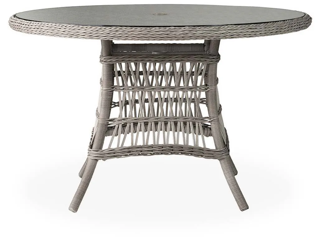 Lloyd Flanders 273248 Mackinac 48 Inch Round Umbrella Dining Table with Woven Top Lloyd Flanders 273248 Mackinac 48 Inch Round Umbrella Dining Table with Woven Top