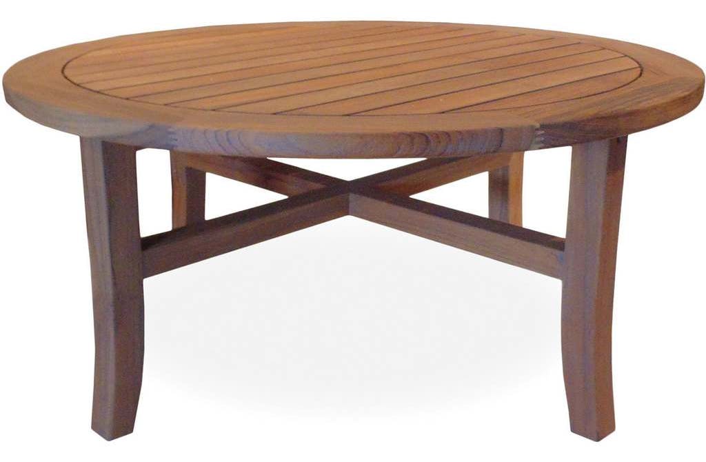 Lloyd Flanders 286445 Teak 40 Inch Round Tapered Leg Cocktail Table Lloyd Flanders 286445 Teak 40 Inch Round Tapered Leg Cocktail Table