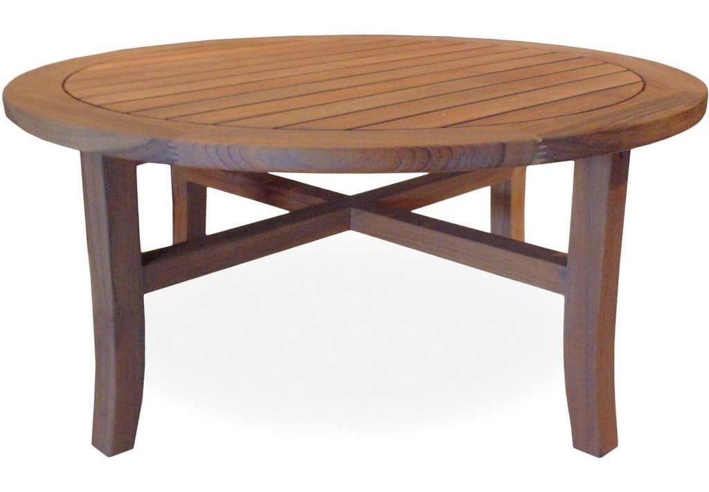 Lloyd Flanders 286445 Teak 40 Inch Round Tapered Leg Cocktail Table Lloyd Flanders 286445 Teak 40 Inch Round Tapered Leg Cocktail Table