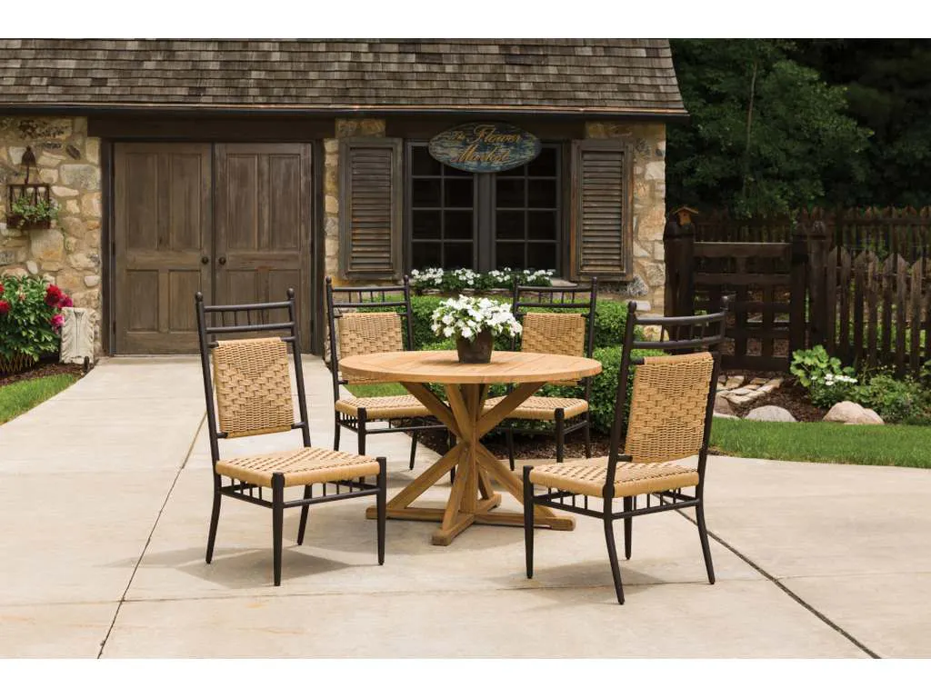 Lloyd Flanders 286148 Teak 48 Inch Round Cross Base Dining Table Lloyd Flanders 286148 Teak 48 Inch Round Cross Base Dining Table