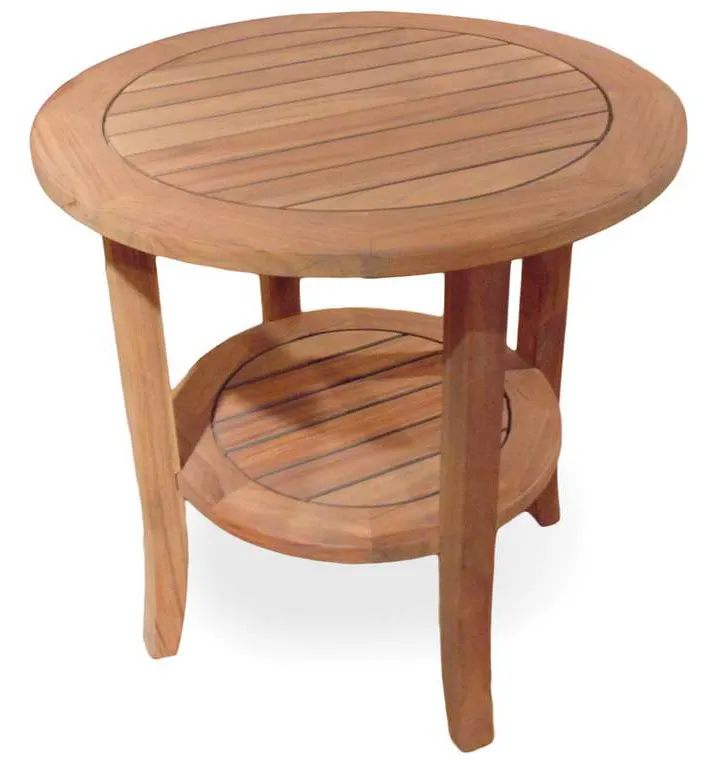 Lloyd Flanders 286424 Teak 24 Inch Round Tapered Leg End Table with Shelf Lloyd Flanders 286424 Teak 24 Inch Round Tapered Leg End Table with Shelf