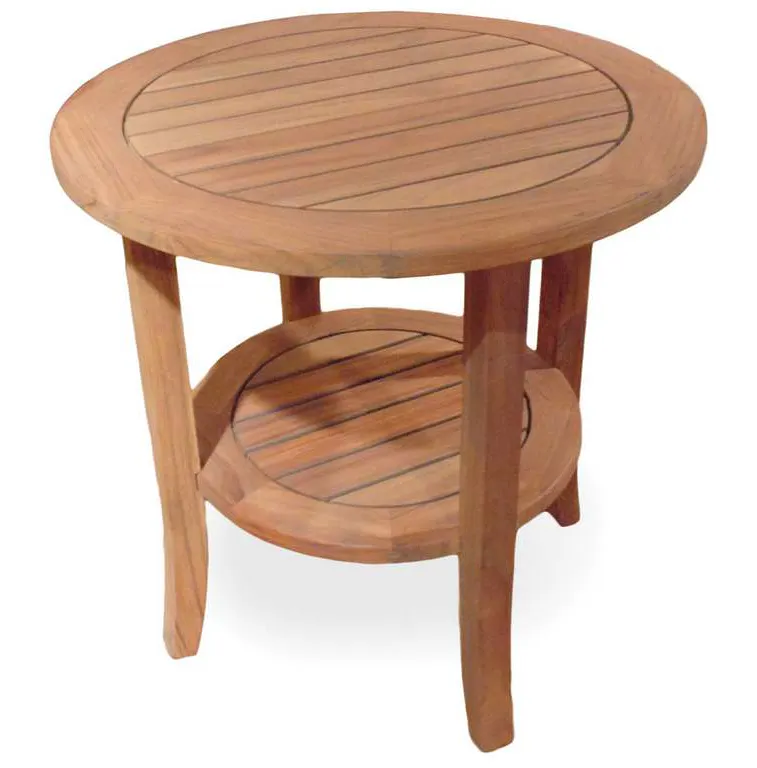 Lloyd Flanders 286424 Teak 24 Inch Round Tapered Leg End Table with Shelf Lloyd Flanders 286424 Teak 24 Inch Round Tapered Leg End Table with Shelf