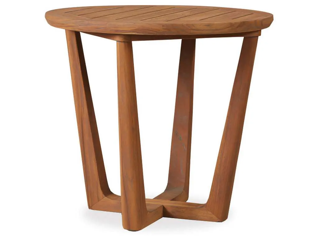 Lloyd Flanders 286124 Teak 24 Inch Round Sled Base End Table