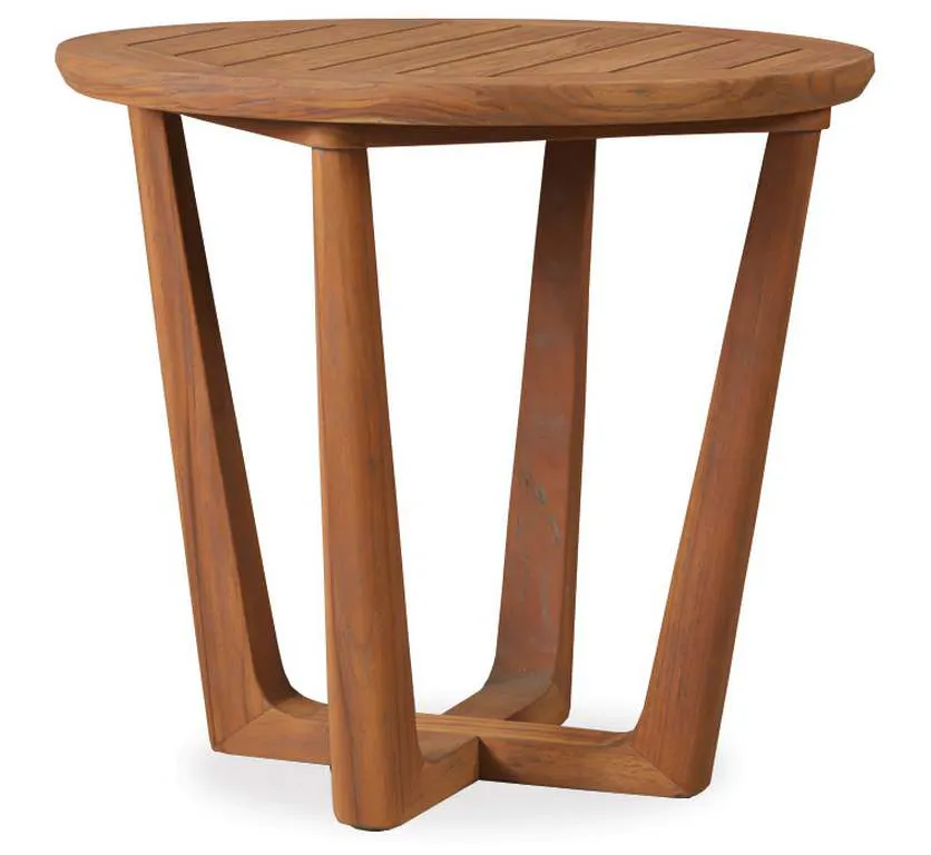 Lloyd Flanders 286124 Teak 24 Inch Round Sled Base End Table Lloyd Flanders 286124 Teak 24 Inch Round Sled Base End Table