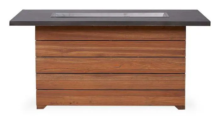 Lloyd Flanders 286098 Teak 52 Inch Rectangular Fire Table with Faux Concrete Top Lloyd Flanders 286098 Teak 52 Inch Rectangular Fire Table with Faux Concrete Top