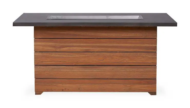 Lloyd Flanders 286098 Teak 52 Inch Rectangular Fire Table with Faux Concrete Top Lloyd Flanders 286098 Teak 52 Inch Rectangular Fire Table with Faux Concrete Top