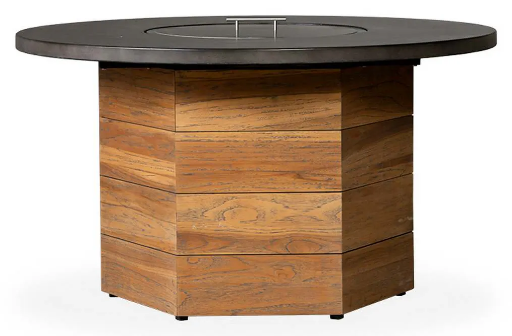 Lloyd Flanders 286099 Teak 48 Inch Hexagonal Fire Table with Faux Concrete Top Lloyd Flanders 286099 Teak 48 Inch Hexagonal Fire Table with Faux Concrete Top