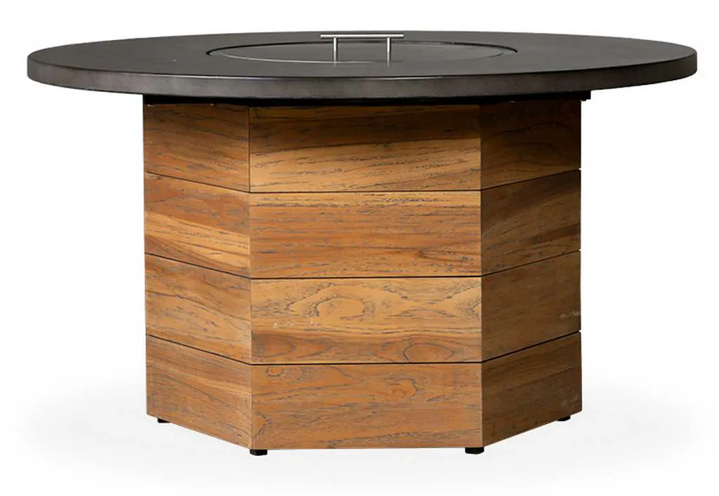 Lloyd Flanders 286099 Teak 48 Inch Hexagonal Fire Table with Faux Concrete Top Lloyd Flanders 286099 Teak 48 Inch Hexagonal Fire Table with Faux Concrete Top