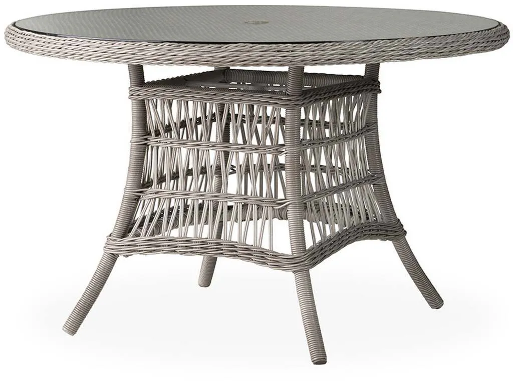 Lloyd Flanders 273248 Mackinac 48 Inch Round Umbrella Dining Table with Woven Top Lloyd Flanders 273248 Mackinac 48 Inch Round Umbrella Dining Table with Woven Top
