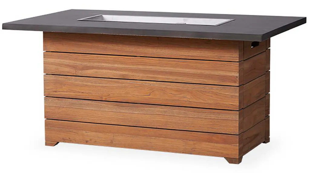 Lloyd Flanders 286098 Teak 52 Inch Rectangular Fire Table with Faux Concrete Top Lloyd Flanders 286098 Teak 52 Inch Rectangular Fire Table with Faux Concrete Top