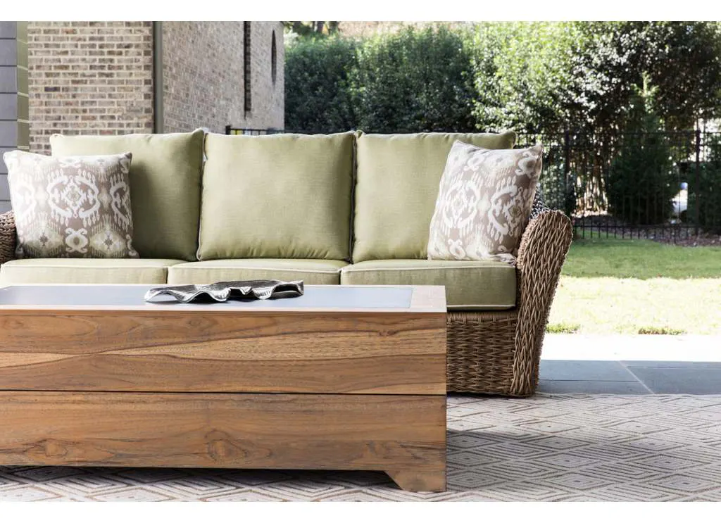 Lloyd Flanders 286341 Teak 54 Inch Rectangular Cocktail Table with Faux Concrete Inset Lloyd Flanders 286341 Teak 54 Inch Rectangular Cocktail Table with Faux Concrete Inset