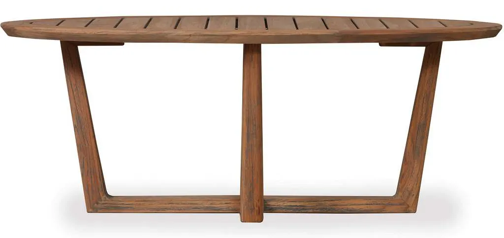 Lloyd Flanders 286344 Teak 48 Inch Oval Sled Base Cocktail Table Lloyd Flanders 286344 Teak 48 Inch Oval Sled Base Cocktail Table