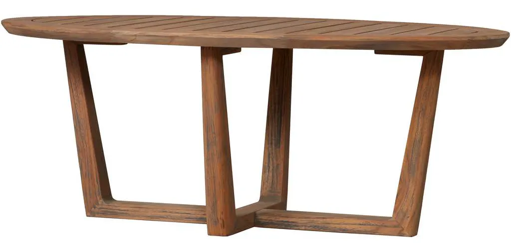Lloyd Flanders 286344 Teak 48 Inch Oval Sled Base Cocktail Table Lloyd Flanders 286344 Teak 48 Inch Oval Sled Base Cocktail Table