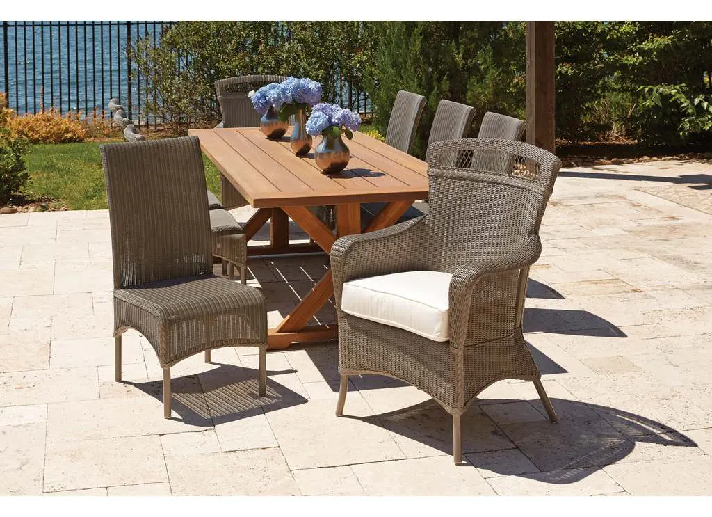 Lloyd Flanders 286100 Teak 99 Inch Rectangular Trestle Base Dining Table Lloyd Flanders 286100 Teak 99 Inch Rectangular Trestle Base Dining Table