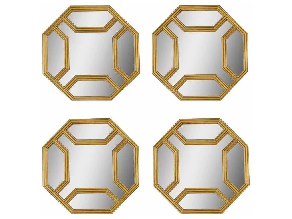 Maitland Smith 8184-28  Set Of Four Octagonal Gold Gilt Mirrors