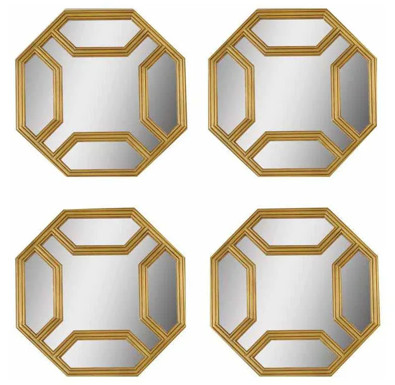 Maitland Smith 8184-28 Set Of Four Octagonal Gold Gilt Mirrors Maitland Smith 8184-28 Set Of Four Octagonal Gold Gilt Mirrors