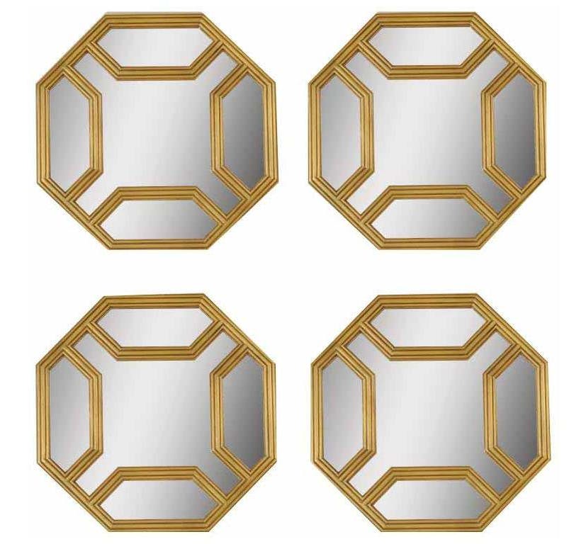 Maitland Smith 8184-28 Set Of Four Octagonal Gold Gilt Mirrors Maitland Smith 8184-28 Set Of Four Octagonal Gold Gilt Mirrors